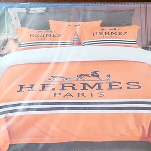 Hermes Signature Orange Duvet Cover Set